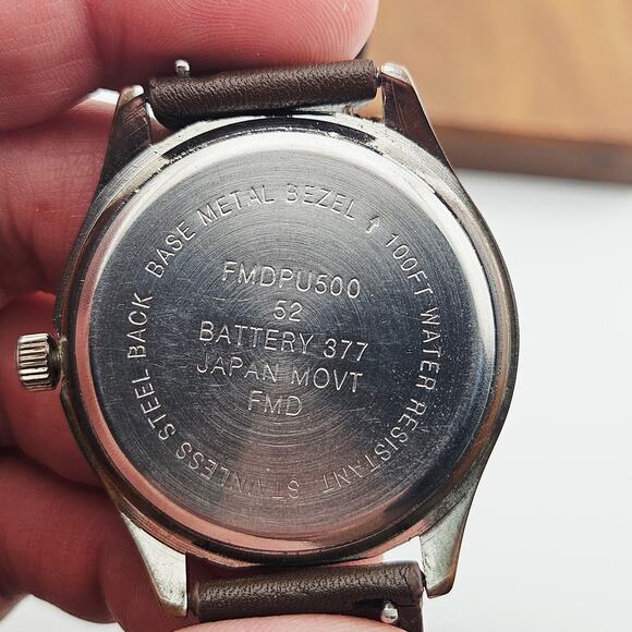 Cooper Tone Military Dial Watch Brown Leather Band Classic Everyday Casual Basic - Picture 6 of 6